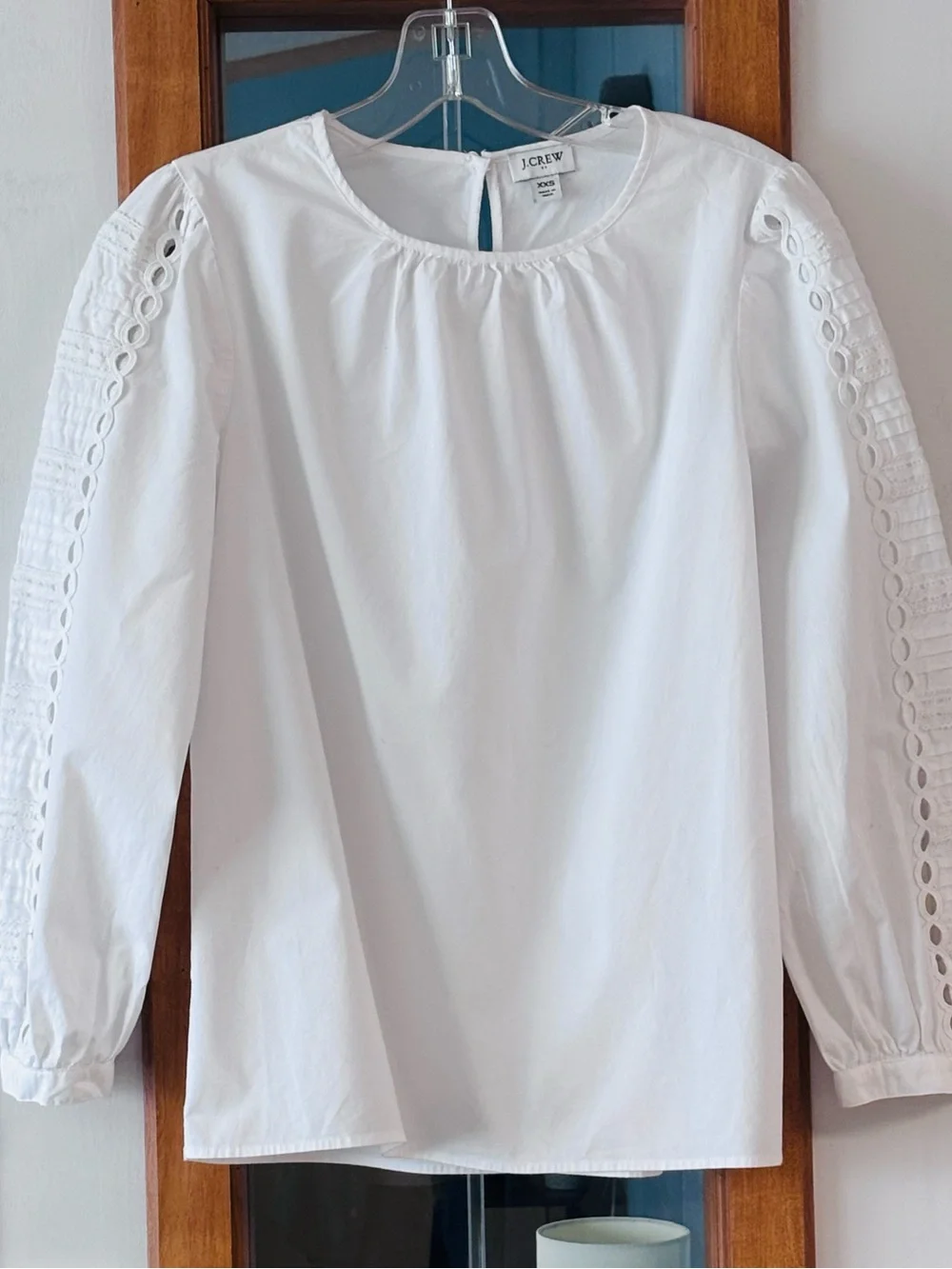 J. Crew White Cotton Poplin Puff-sleeve top Cut Out Sleeves XXS